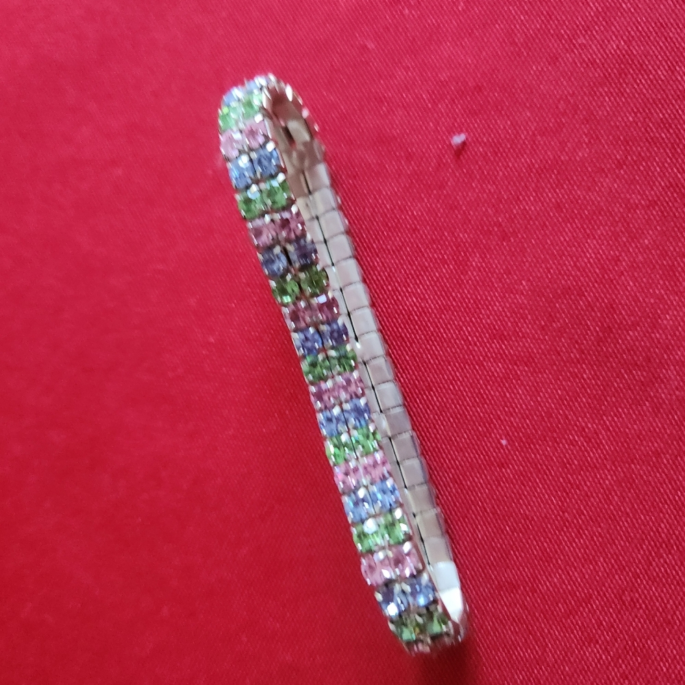 Silver Multicolor Rhinestone Bracelet